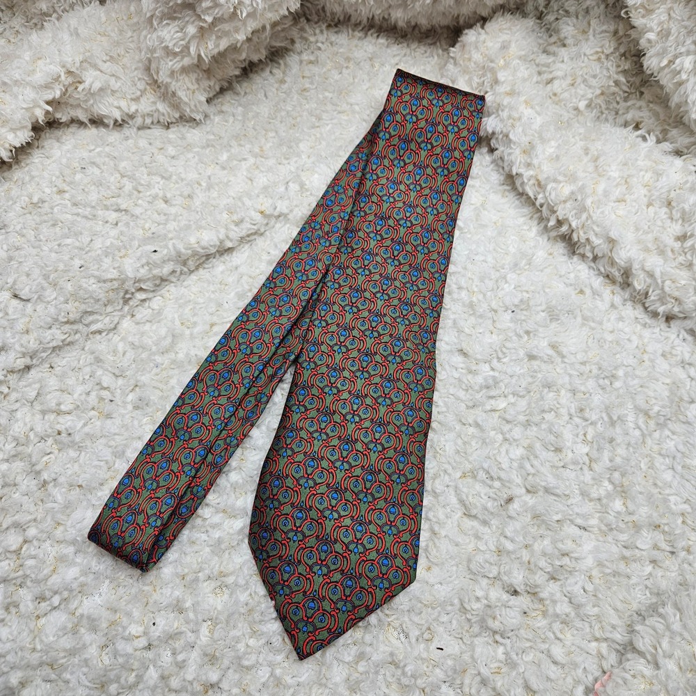 Hermes 100% Silk Red Green and Blue Tie